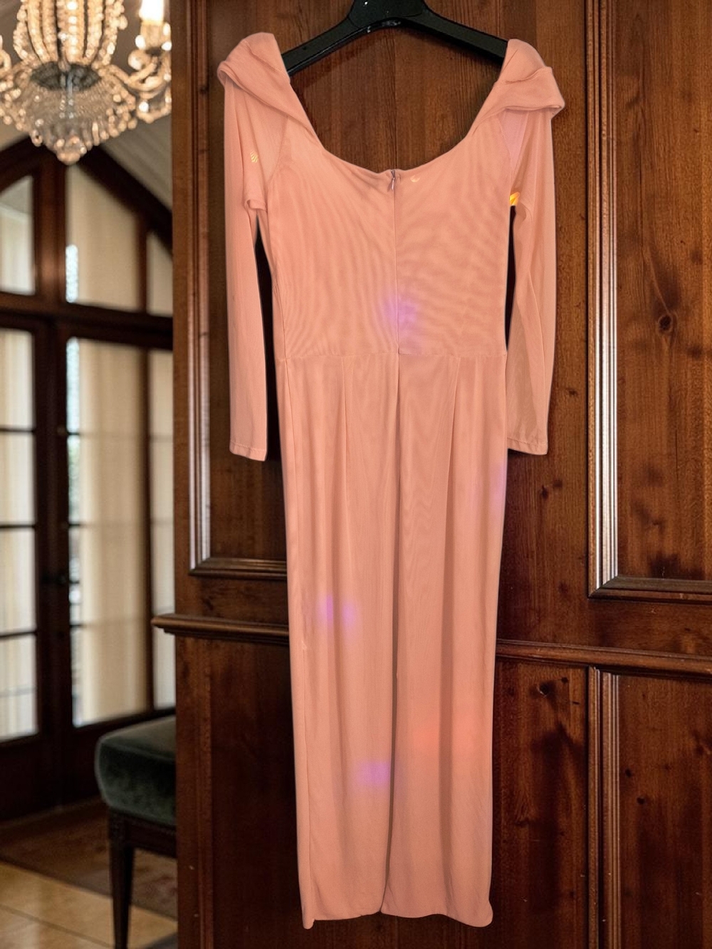 PRETTYLITTLETHING Shape Long Sleeve Corset Maxi Dress in Blush - Picture 3 of 8